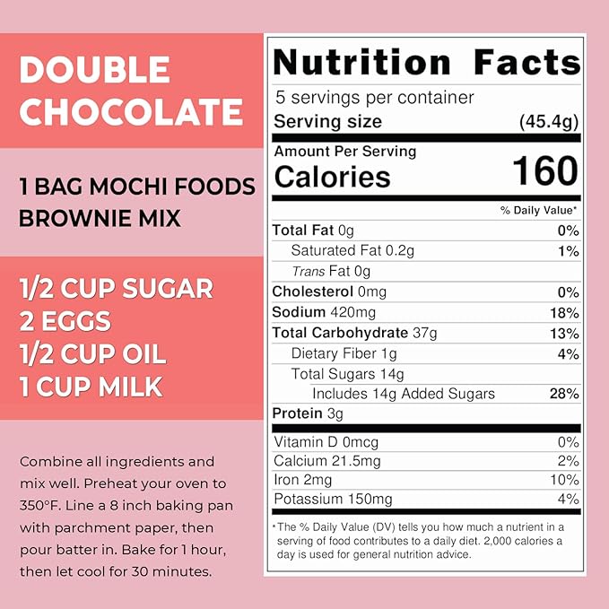 Mochi Brownie Mix | Double Chocolate Delight Brownies with Premium Rice Flour | 8 Oz.
