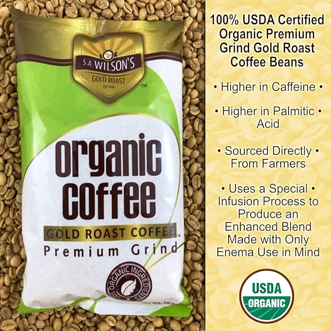 SA Wilson???Coffee Enema ??Organic Enema Coffee ??Mold-Free & USDA Organi c Ground Coffee ??High Caffeine for Liver Detox, Colon Cleanse, Digestion & Energy ??Enema & Detox Support