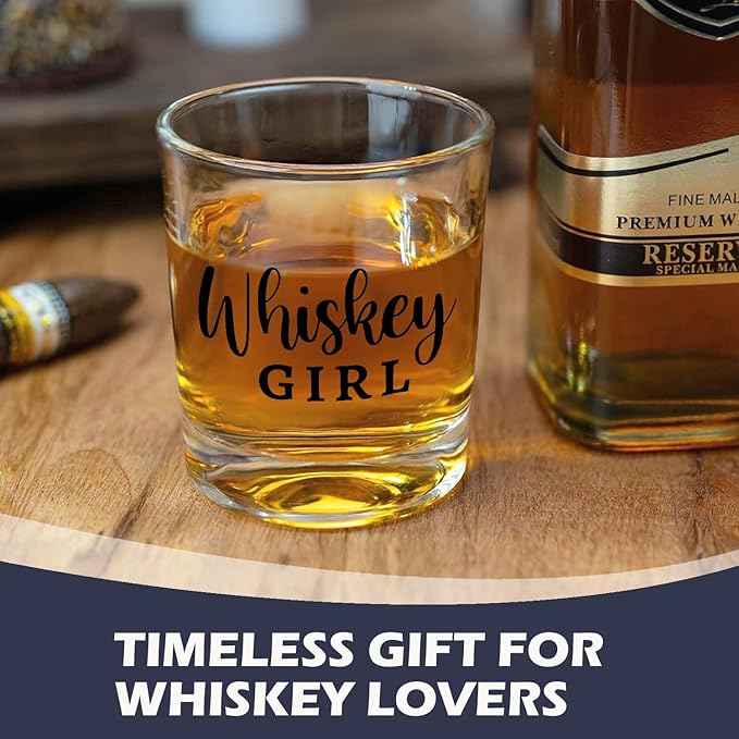 Whisky Lovers Gifts Glasses 10 oz, Whiskey Gifts for Women, Whiskey Girl Old Fashioned Rocks Glasses for Drinking Scotch Bourbon Cocktail Liquor Vodka