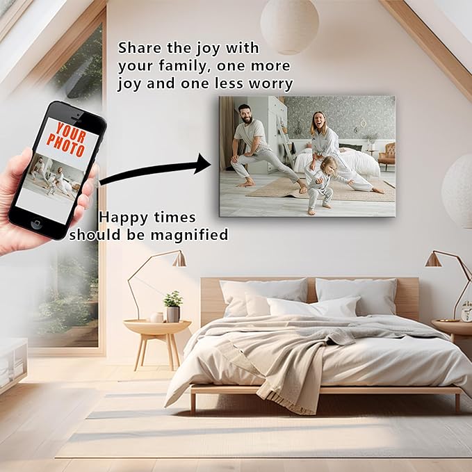 Hoopwarte Custom Canvas Prints with your Photos Framed Wall Art-Personalized Printing Photo to Canvas - Home Decor Gifts - Ready to Hang (36L?쐘24W 90x60cm)