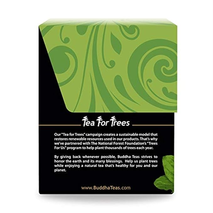 Buddha Teas - Plantain Leaf Tea - Herbal Tea - Promotes Digestive & Respiratory Health - Clean Ingredients - Caffeine Free - OU Kosher - Gluten Free - 18 Tea Bags (Pack of 1)