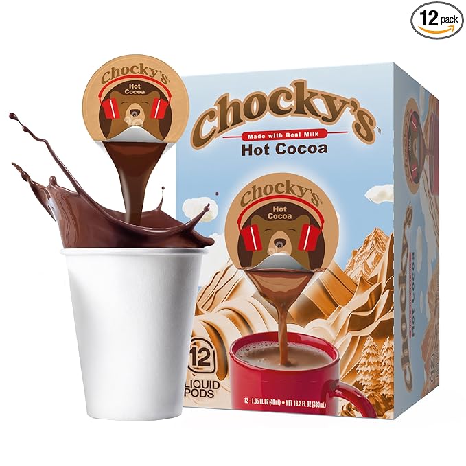 Chocky?™s by Java House Single-Serve Hot Chocolate Pods - Peel and Pour Liquid Concentrate - Hot Chocolate - 12 Count