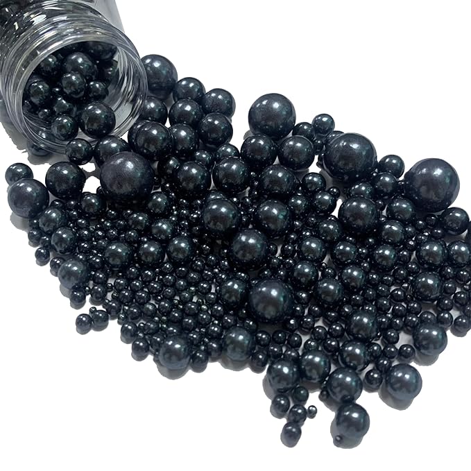 Black Sprinkles Edible Sugar Pearls for Cakes Baking Candy Pearl Halloween Christmas Birthday Cupcake Sprinkles and Decorations Cookie Cake Toppers