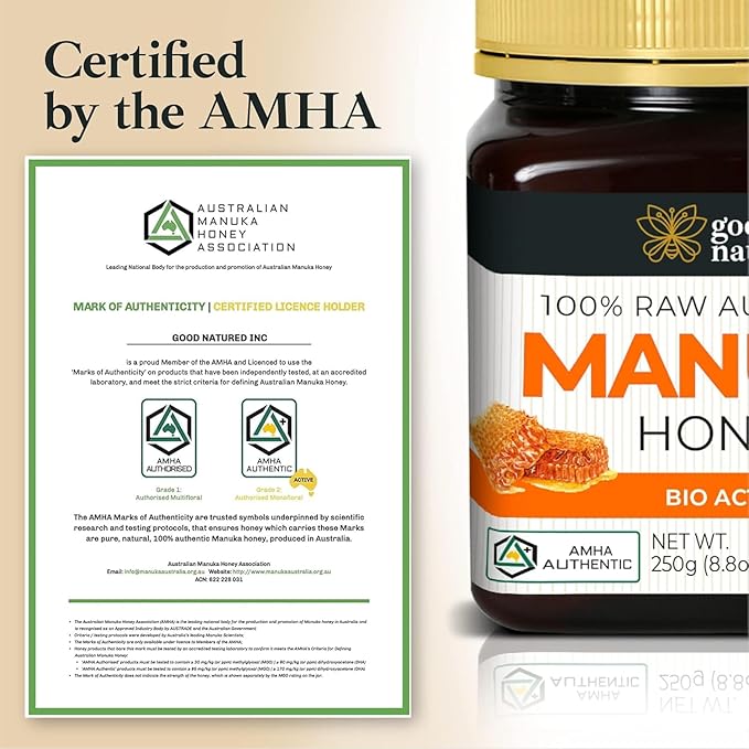 Raw Manuka Honey MGO 260+ /10+ - 8.8oz (250g) Medicinal Strength - High Certified Rating - BPA Free Jar - Cold Extraction - Independently Verified