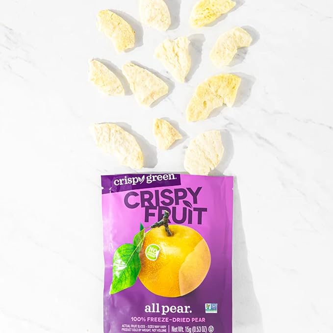 Crispy Green Natural Freeze-Dried Fruit, Pear Single-Serve, No Sugar Added, 0.53 Ounce (Pack of 12)