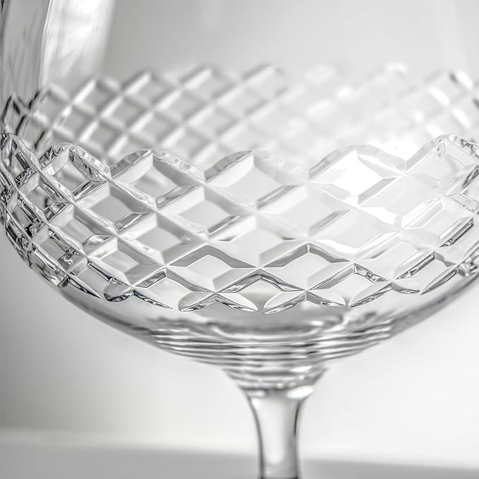 Rolf Glass Diamond Brandy Snifter | 22.5oz Cognac Glass | Lead-Free, Diamond-Wheel Engraved | Designed and engraved in the USA | Etched Crystal Glassware for Brandy, Cognac, Aged Spirits | Set of 4
