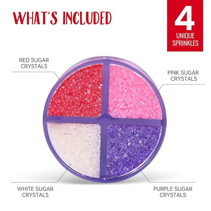 Valentine Sanding Sugar Edible Pink Red Purple Sugar Sprinkles for Cake Decorating Crystal Candy Sparkling Sanding Sugar for Cupcake Toppers Cookie Decorations Wedding Party Celebrations 6.5oz