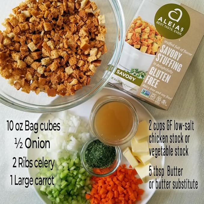 Aleia?셲 Gluten Free Savory Stuffing Mix ??10 oz (2 Pack) ??Classic Side Dish for Special Diets ??Corn Free, Soy Free, Dairy Free, Low Sodium, Non-GMO