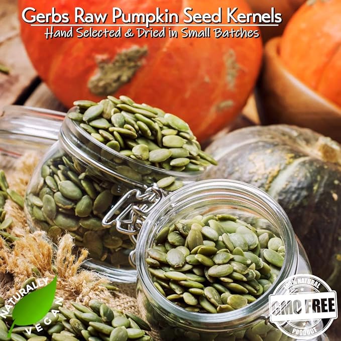 Gerbs Raw Pumpkin Seed Kernels 2 lbs. | North American Grown, No Additives, Resealable Bag | Mild & Crunchy Texture | Top 14 Allergen-Free