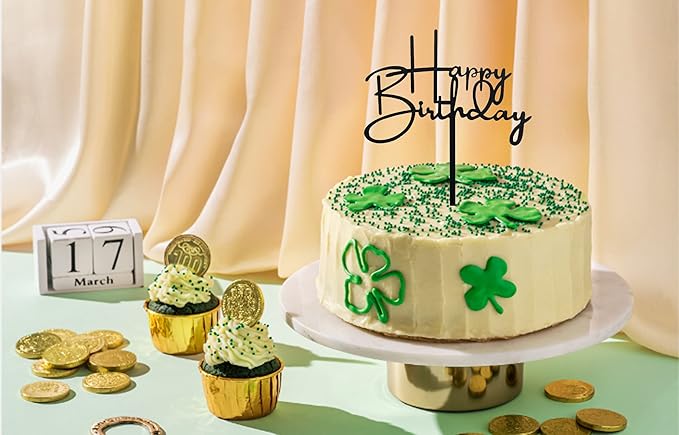 Black Happy Birthday Cake Toppers. Sparkling Black Birthday Cupcake Picks. Cake Birthday Party Decorations