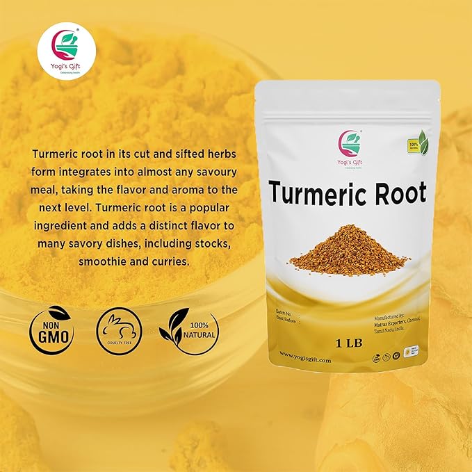 Turmeric root 1 lb | Cut and Sifted Dried Turmeric Pieces | Flavourful Indian Spice | Make Healthy Teas, Smoothies and Lattes | Curcuma longa | 100% Pure and Natural | by Yogi?์
ฒ Gift์งฐ