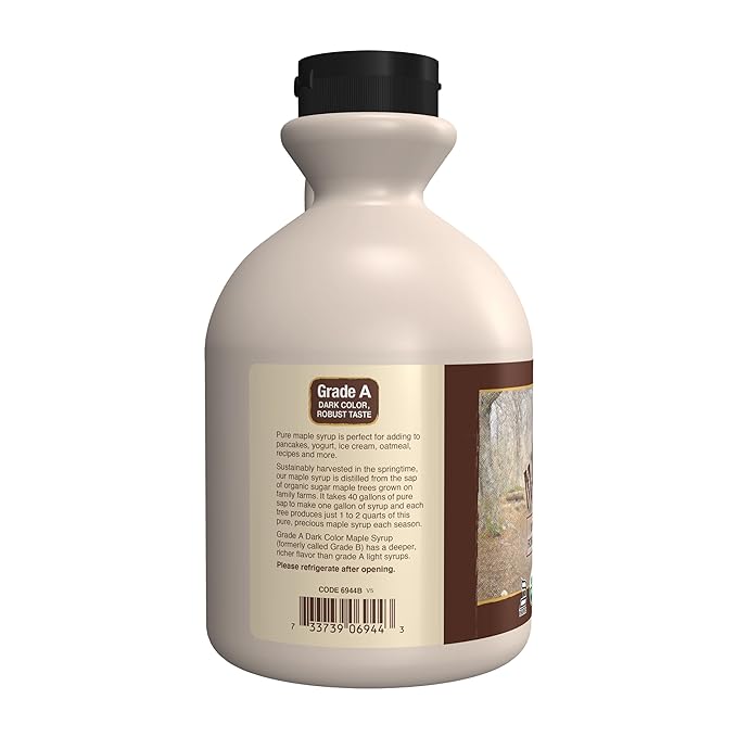 NOW Foods, Certified Organic Maple Syrup, Grade A Dark Color, Certified Non-GMO, Pure, Robust Taste, 32-Ounce