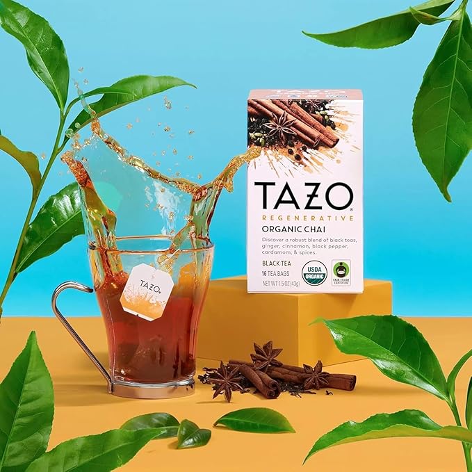 TAZO Tea Bags, Regenerative Organic: Refresh Mint Herbal, Zen Green, Green Ginger, Chai Black, Early Grey, & Passion Herbal (1ea) (Variety Pack)