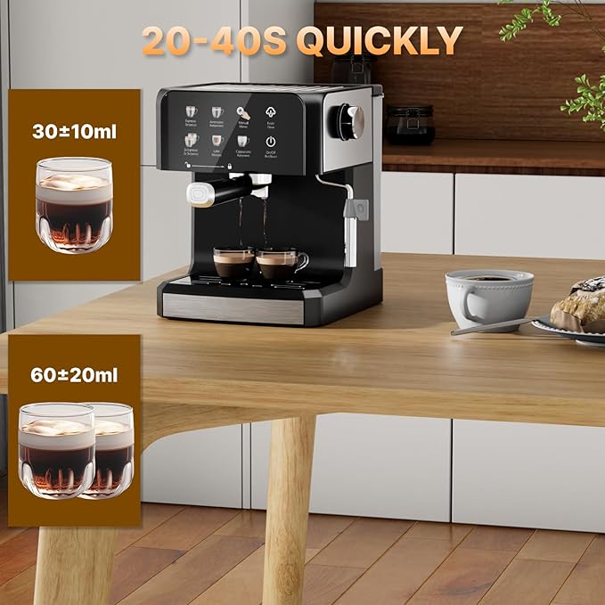 Espresso Machine with Steam Milk Frotherç«?0 Bar Expresso Coffee Machines for Home-Espresso Maker with 52oz Water Tank-Barista Coffee Maker for Americano Cold Brew Latte Cappuccino