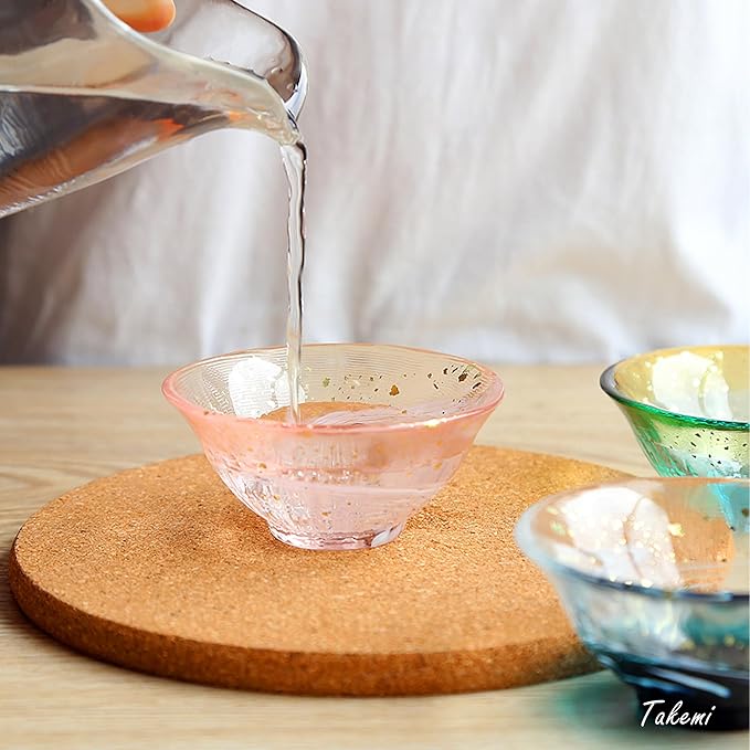 Japanese drinkware gift Handcrafted Mini Glass Set Elegant Japanese Sake Cups Perfect for Any Occasion Made in Japan (Sakura and Moonlight, Sake Glass (2.5 fl oz))