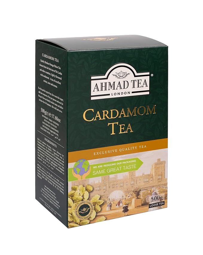Ahmad Tea Black Tea, Cardamom Loose Leaf, 454g - Caffeinated & Sugar-Free