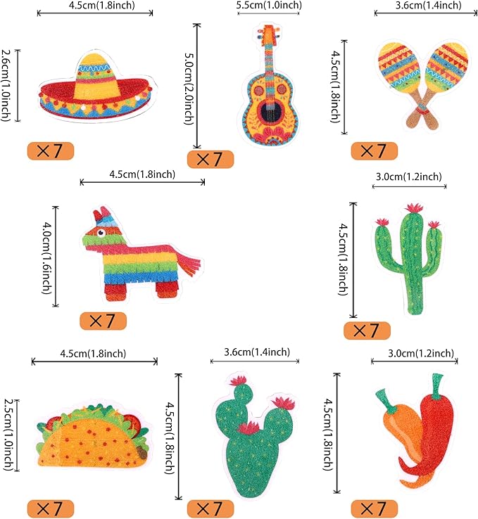 56 PCS Edible Mexican Fiesta Cupcake Toppers Cactus Donkey Maraca Sombrero Guitar Cupcake Picks Edible Mexican Fiesta Cake Decorations for Mexican Fiesta Theme Baby Shower Birthday Party Supplies