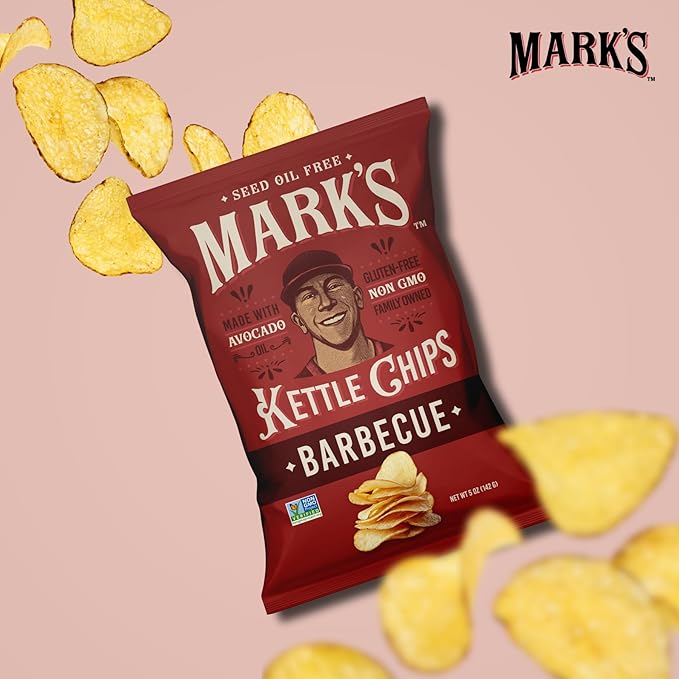MARK???Kettle Cooked Avocado Oil Potato Chips, BBQ ??Seed Oil & GMO Free | Barbecue, 5 oz (Pack of 3) | Gluten Free, Non-GMO, Chips for Clean & Healthy Snacking