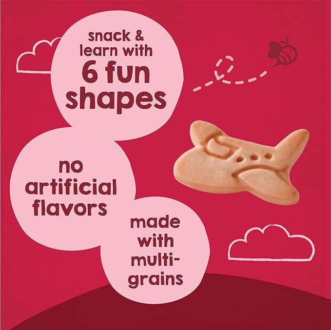 Happy Tot Organic Multi-Grain Cookies Toddler Snack, Fun Transportation Shapes, Strawberry, 4.4 Ounce (Pack of 5)