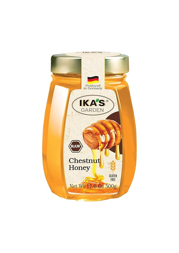 Ika's Garden Raw Chestnut Honey - 100% Pure, Unfiltered, Gluten-Free – Product of Germany, 17.6 oz (500g) Jar