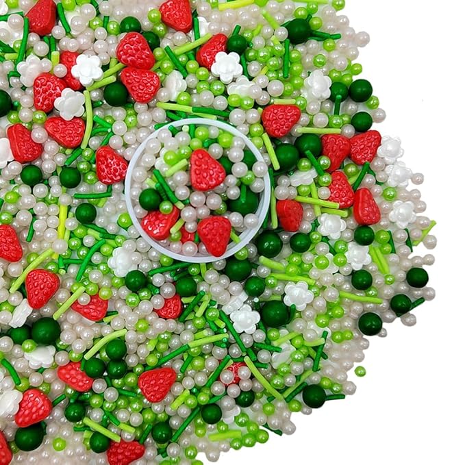 1 Bottle Strawberry Sprinkles Edible White Flower Sprinkles Cookie Decorations Cupcake Toppers Ice Cream Donut Decoration