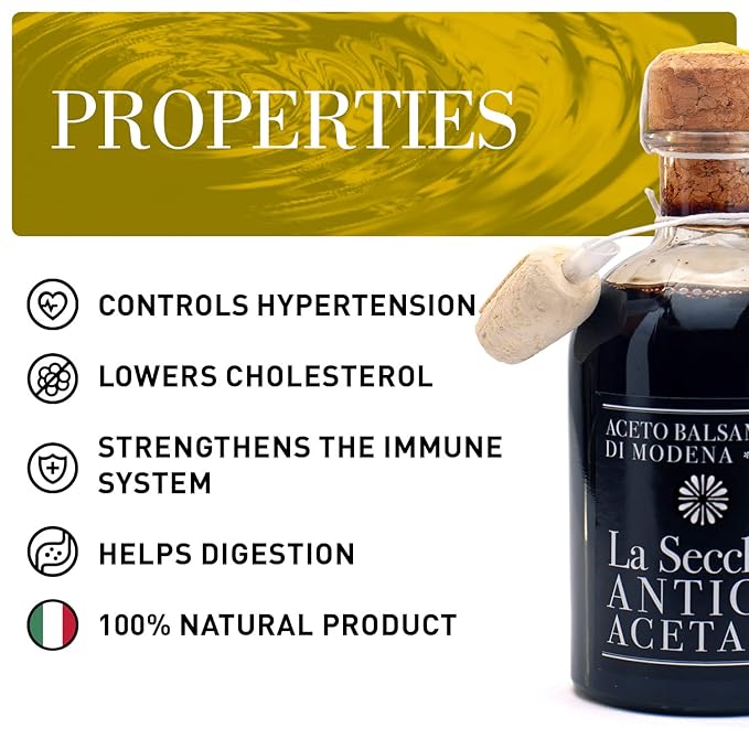 La Secchia - Balsamic Vinegar of Modena PGI "Four Stars", Aged in 16 Juniper Barrels, Medium-High Density, 250 ml Bottle with Cork Pourer