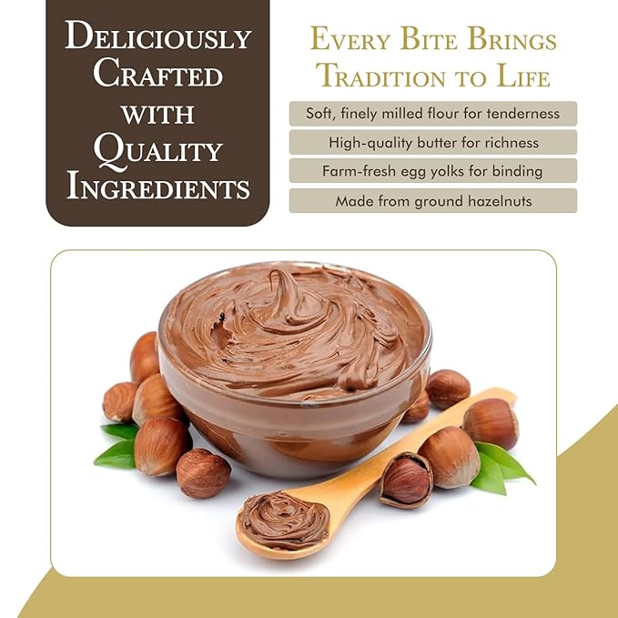 Fratelli Fiori Fior Di Frolla Hazelnut Cookies - Italian Biscotti Cookies Filled with Rich Hazelnut Cream - Healthy Cookies with Buttery Texture Ideal for Coffee Pairing, Dessert & Gifting - 2 Pack