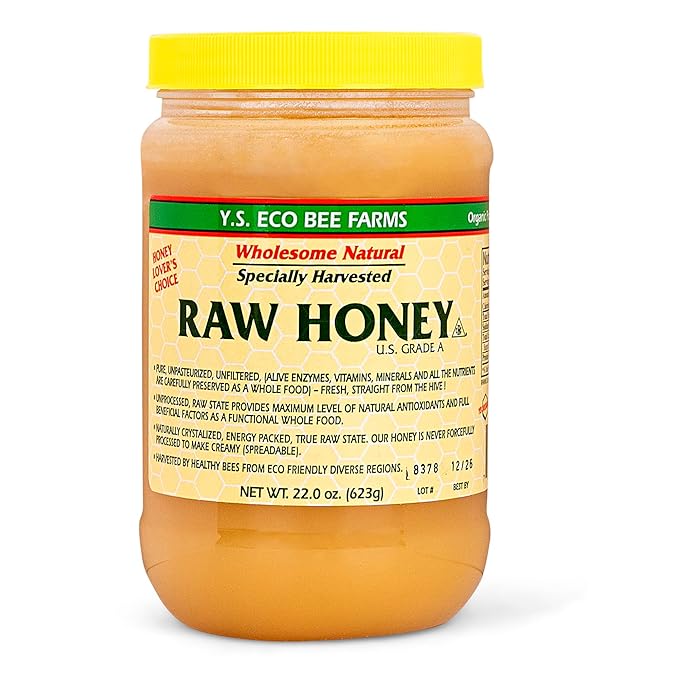 Y.S. Bee Farms Organic Honey Raw Unfiltered - 22 oz - U.S. Grade A Raw Honey, Packed by ILIOS