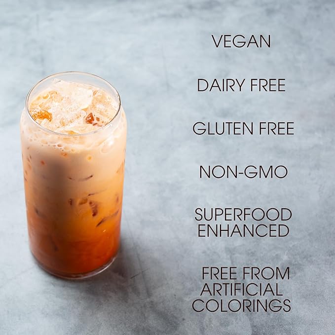 David Rio Thai Iced Tea Mix, 16.2 Oz, Black & Pu Erh Tea, Enhanced with Beta Carotene and MCT Oil, Vegan, Gluten Free, 33 Servings