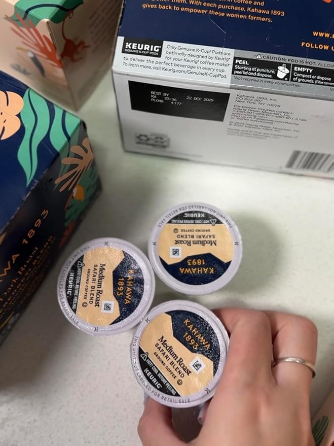 Kahawa 1893 Medium Roast Coffee K-Cup Pods Safari Blend (60 Count) - As Seen on Shark Tank, High Antioxidants, Naturally Sweet, Organically Grown & Cultivated, Ethically & Sustainably Sourced