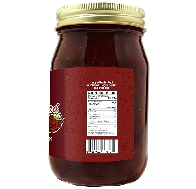Green Jay Gourmet Seedless Raspberry Jam - All-Natural Fruit Jam with Red Raspberries & Lemon Juice - Vegan, Gluten-free Jam - Contains No Preservatives or Corn Syrup - Made in USA - 2 x 20 Ounces