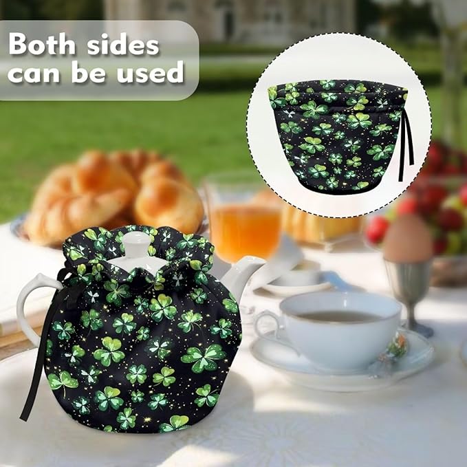 Clover Tea Cosy Cover of Teapots St Patrick Tea Pot Dust Cover with Elastic Band Insulated Kettle Cover Breakfast Warmer for Home Kitchen Decorative Accessories