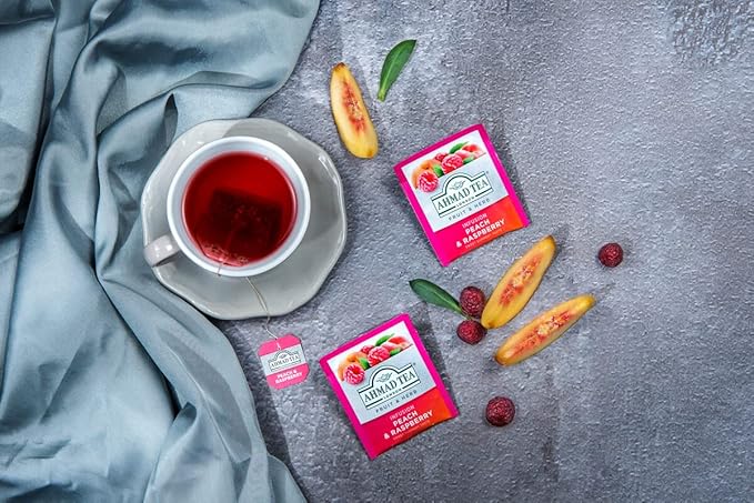 Ahmad Tea Infusions, Peach and Raspberry Teabags, 20 ct (Pack of 1) - Decaffeinated & Sugar-Free