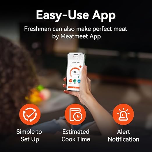 WiFi Meat Thermometer | Long-Range Wireless Probe for Oven, Grill, Air Fryer, BBQ | Smart APP | Dual Sensors | IP67 Waterproof