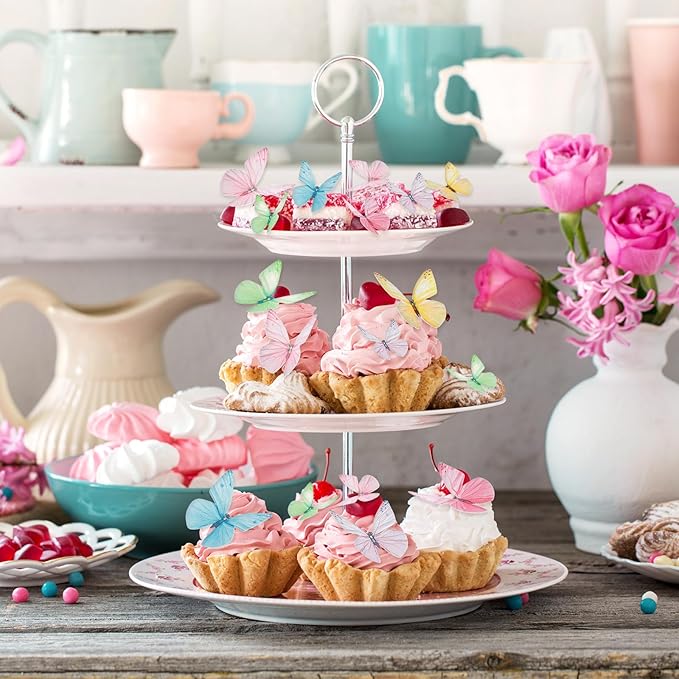 72Pcs Edible Butterfly Cake Decorations Colorful Vivid Butterfly Cake Topper Wafer Paper Butterflies Cupcake Toppers for Wedding Anniversary Baby Shower Birthday Party Decorating(Mix Color)