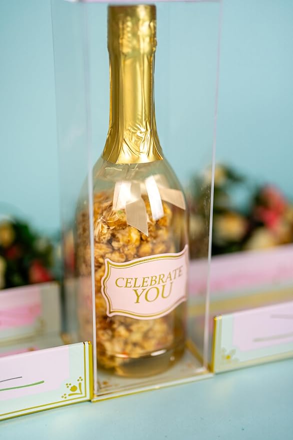 SendaCake Birthday Floral Bubble Box with Caramel White Chocolate Popcorn, Ready to Gift, No Assembly Required - Unique Happy Birthday Gift for Women, Men, Sister, Mom, Dad, Best Friend