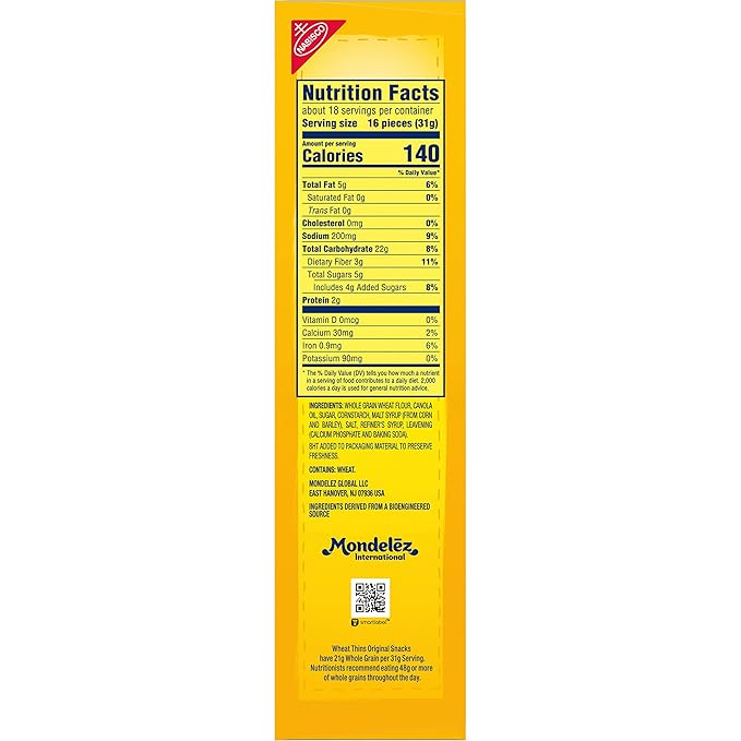 Wheat Thins Original Whole Grain Wheat Crackers, Party Size, 6 - 20 oz Boxes