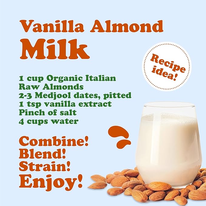 Food to Live - Organic Imported Raw Almonds, 2 Pounds Non-GMO, Whole, Raw, No Shell, Unpasteurized, Unsalted, Vegan, Kosher, Bulk.