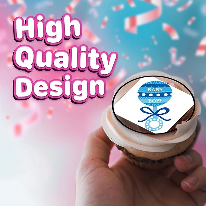 30x Baby Shower Boy Cupcake Toppers ??Edible Happy Birthday D챕cor, Wafer Sheet Cake Decorating
