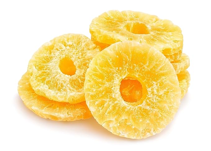 Anna and Sarah Dehydrated Pineapple Ring Slice 32 Oz, Low Sugar, NO SO2 (NO SULPHUR), Natural, Fresh Sweet Dried Tropical Pineapple Slices for Snacking & Baking in Resealable Bag 2 Lbs