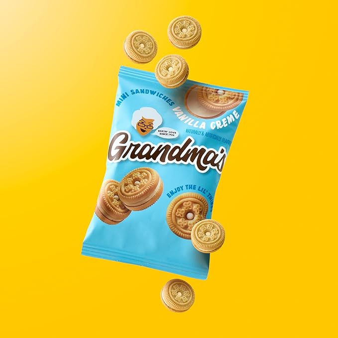 Grandma?™s Mini Cookies, Vanilla Sandwich Crème Cookies, 3.71 oz Cookie Bag, (24 Pack) (Packaging May Vary)