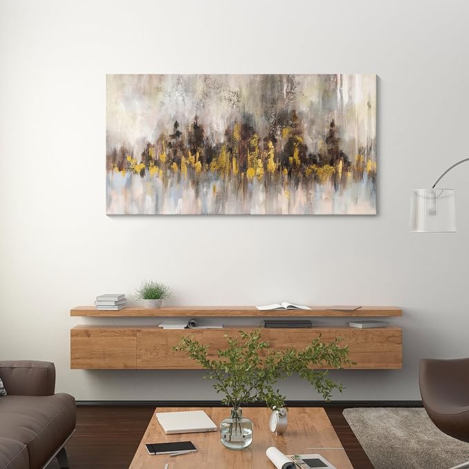 YDYSUNE Gold Abstract Wall Decor - Brown Canvas Wall Art for Living Room- Large Modern Artwork - Oil Painting Pictures for Bedroom Kitchen Home Office