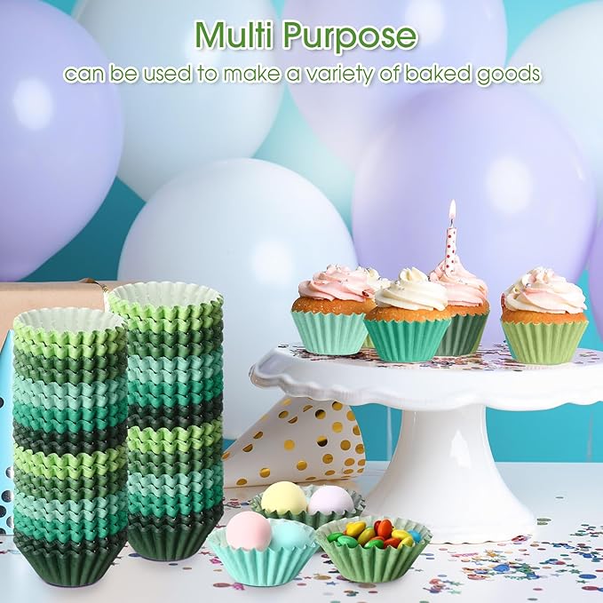 Zonon 1000 Counts Cupcake Liners for Baking Liners Paper Cupcake Wrappers Bulk Cup Cake Cases Muffin Baking Paper Cups for Candy Cooking(Green,1.18 Inch-Mini Size)