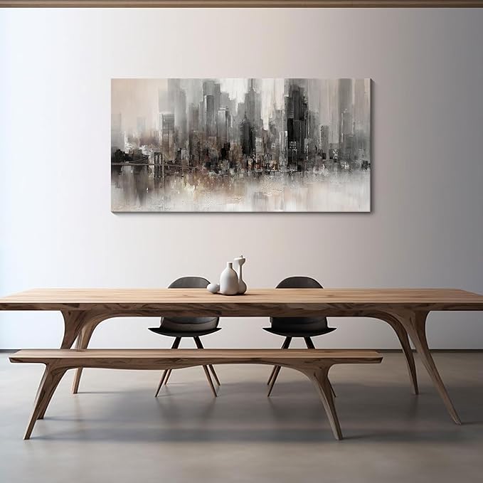Living Room Wall Decor Framed Wall Art Large Cityscape New York Wall Decor Canvas Print Brooklyn Bridge Themed Painting Modern Canvas Wall Art for Bedroom 24x48