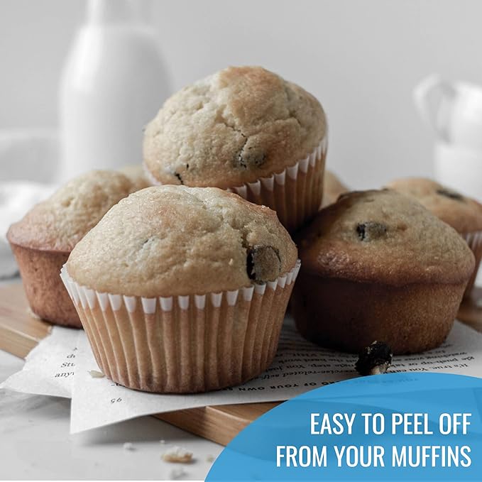 White Cupcake Liners Standard Size - 300-Pack Paper Baking Cups - Fits Perfectly Any Muffin Baking Pan - Muffin liners for Cupcakes, Muffins, & Egg Muffins - Greaseproof Cupcake Papers Wrappers