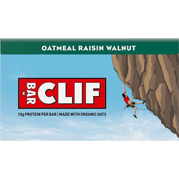 CLIF BAR - Oatmeal Raisin Walnut - Made with Organic Oats - Energy Bars - Non-GMO - Plant Based Protein Bars (10 Pack)