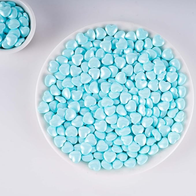Kasvan Blue Heart Shapes Sprinkles - Edible Candy Pearls 130g/4.58 Oz, Mix Size, Baking Cake Decorations, Ice Cream Toppings and Cookie Decorating, Wedding Party Chirstmas Supplies (Blue)