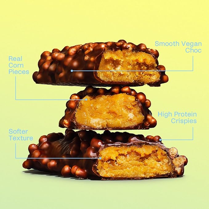 Misfits Vegan Protein (15 g) Bars, Sweet & Salty Caramel Popcorn | Plant Based, Gluten Free, Low Sugar & Carb Snacks with 4 g Fiber | Pack of 15