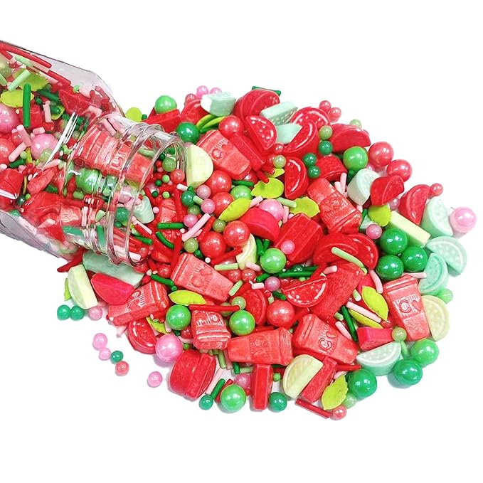 Sentovac Summer Watermelon Sprinkle Edible Cake Decorating Watermelon Peals Mix Sprinkle for Cake Cupcake Topper Cookie Baking Decorations Party Birthday Supplies