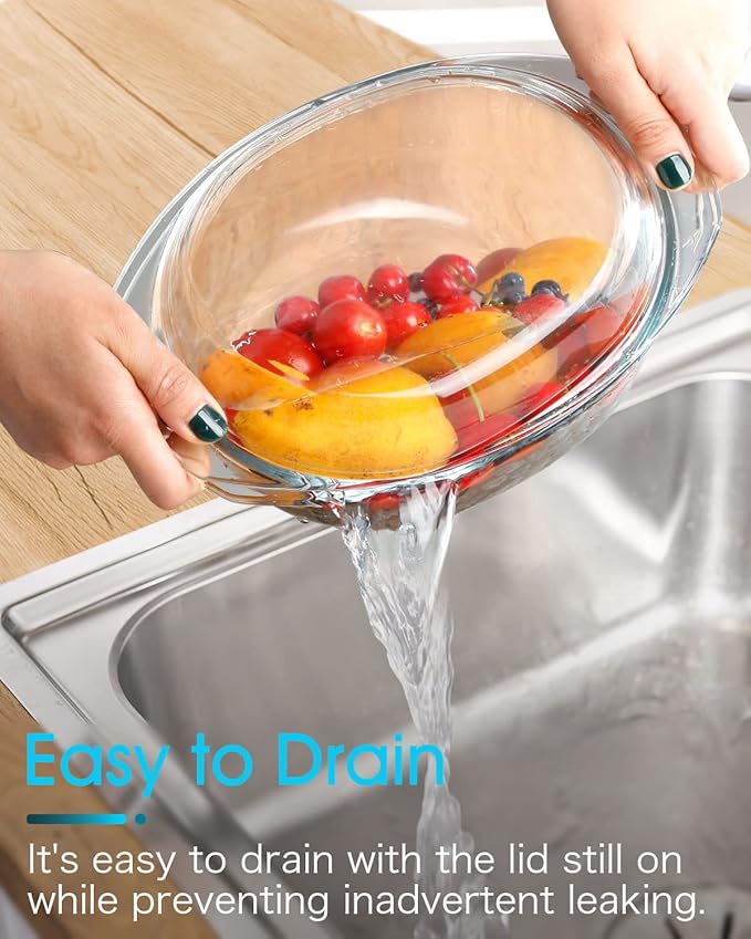 1.8 QT Oval Glass Casserole Dish With Lid, Glass Microwave Casserole Dishes Easy Grab Glass Bakeware with Glass Lid, Glass Dish with Glass Lid